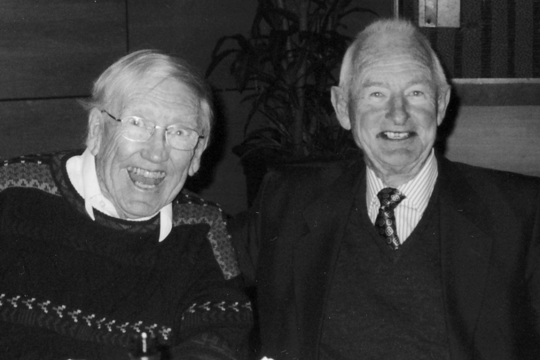 Black and White image of two men, one of which is Peter Horgan