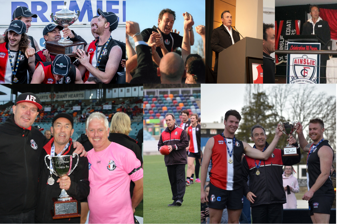 Multiple images: From left to right, top to bottom. Chris and other players holding up a trophy and wearing their medals. Chris wearing a club shirt and cheering alongside multiple other people. Chris standing at a podium and talking into a microphone. Different image of Chris standing at a podium and talking into a microphone. Chris and two others standing next to each other and holding a trophy. Chris standing on a field and preparing to kick a ball. Chris and two players each wearing a medal and holding a trophy.